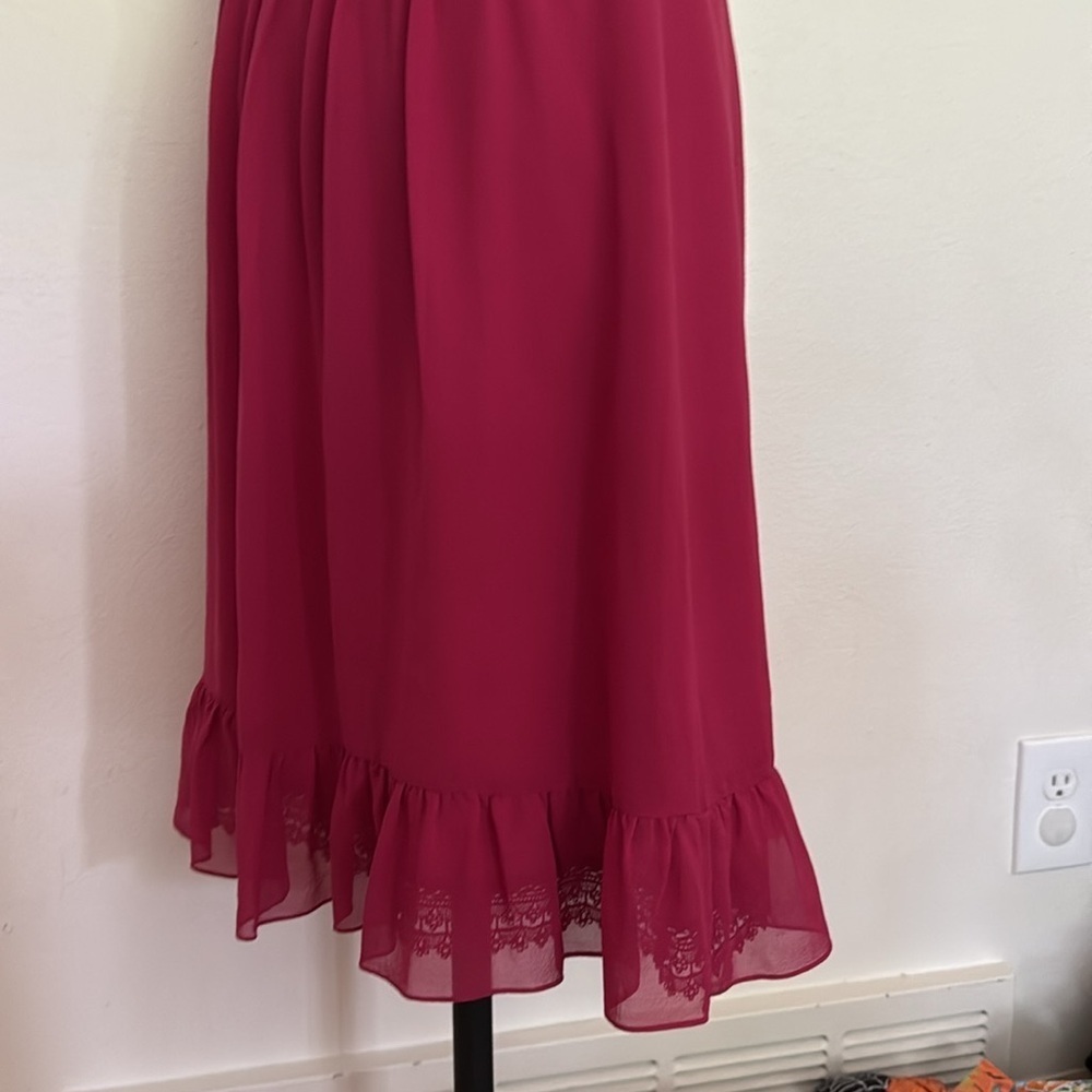 Moulinette Soeurs sz 8‎ Fuchsia silk Ruffle Midi Dress lined great condition - Picture 6 of 12